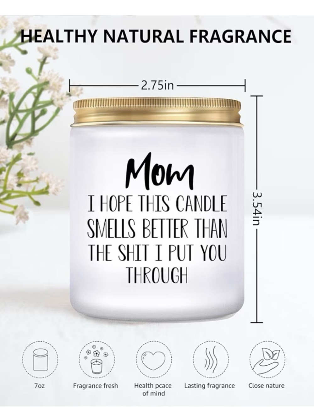 Mom Scented Candle with Gold Lid - Picture 4 of 4